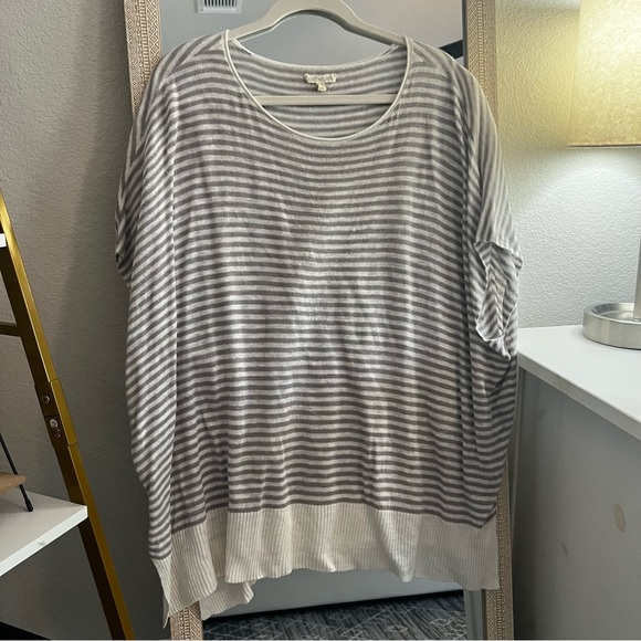 Eileen Fisher Natural Striped Linen Boxy Top - Picture 2 of 7